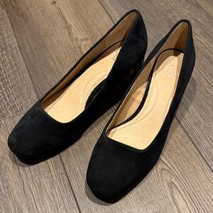 J. Jill Women 7.5 Classic Black Acrylic Block Heels Soft Casual Preppy